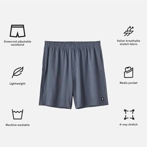 Size XXL - RHONE Mako Unlined 7” Inseam Stretch Grey Anti-Odor Shorts
